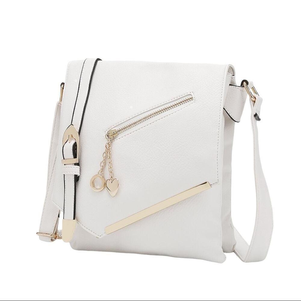 MKF Collection by Mia K. White Asymmetrical Jasmine Crossbody Bag